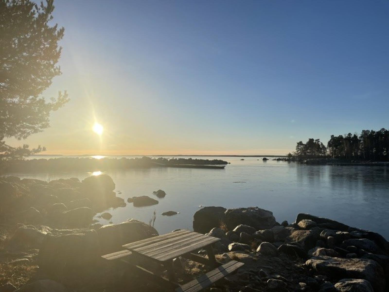 Vid Dragösviken om kvällen