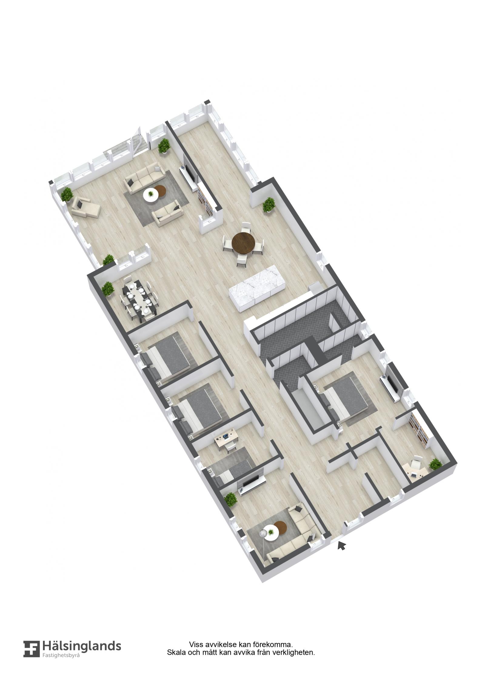 Planritning 3D-möblerad